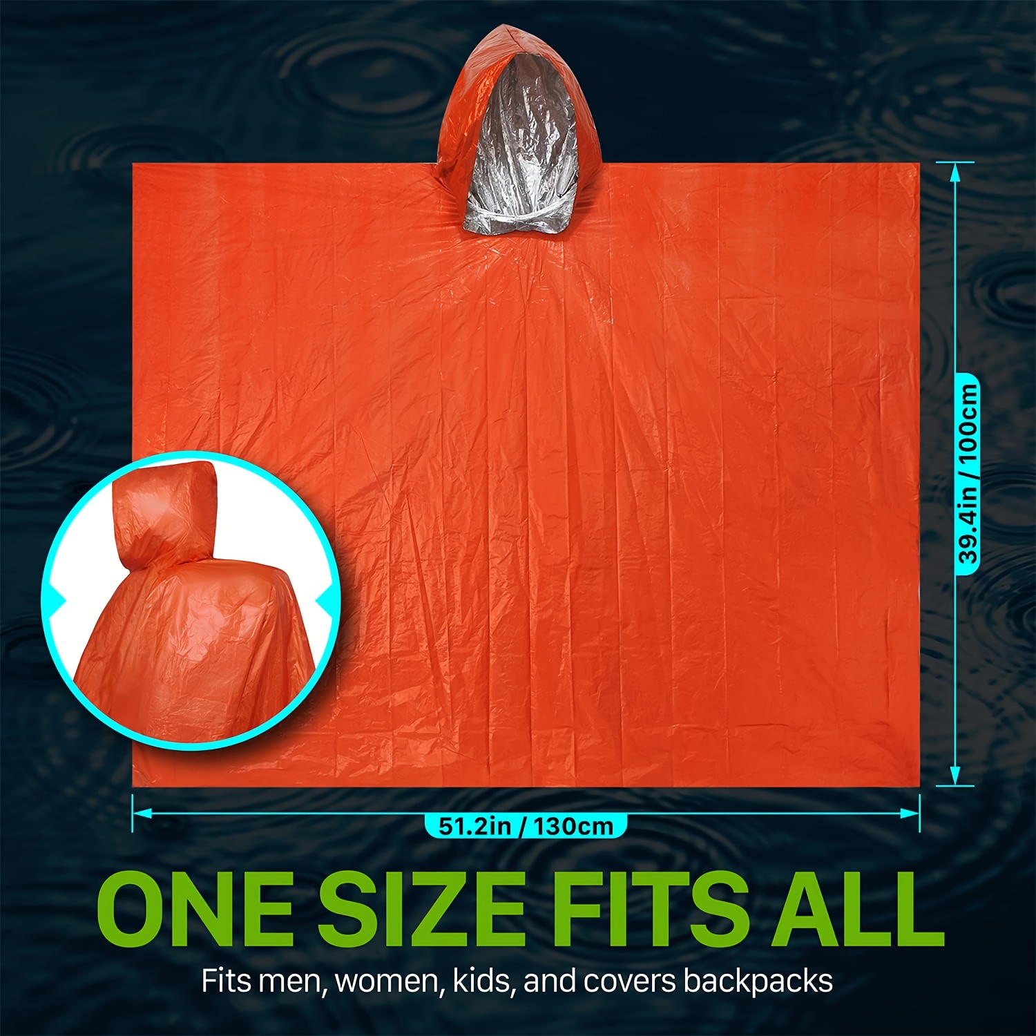 Emergency Survival Rain Poncho - огляд і ціна Survival Blanket Reflective